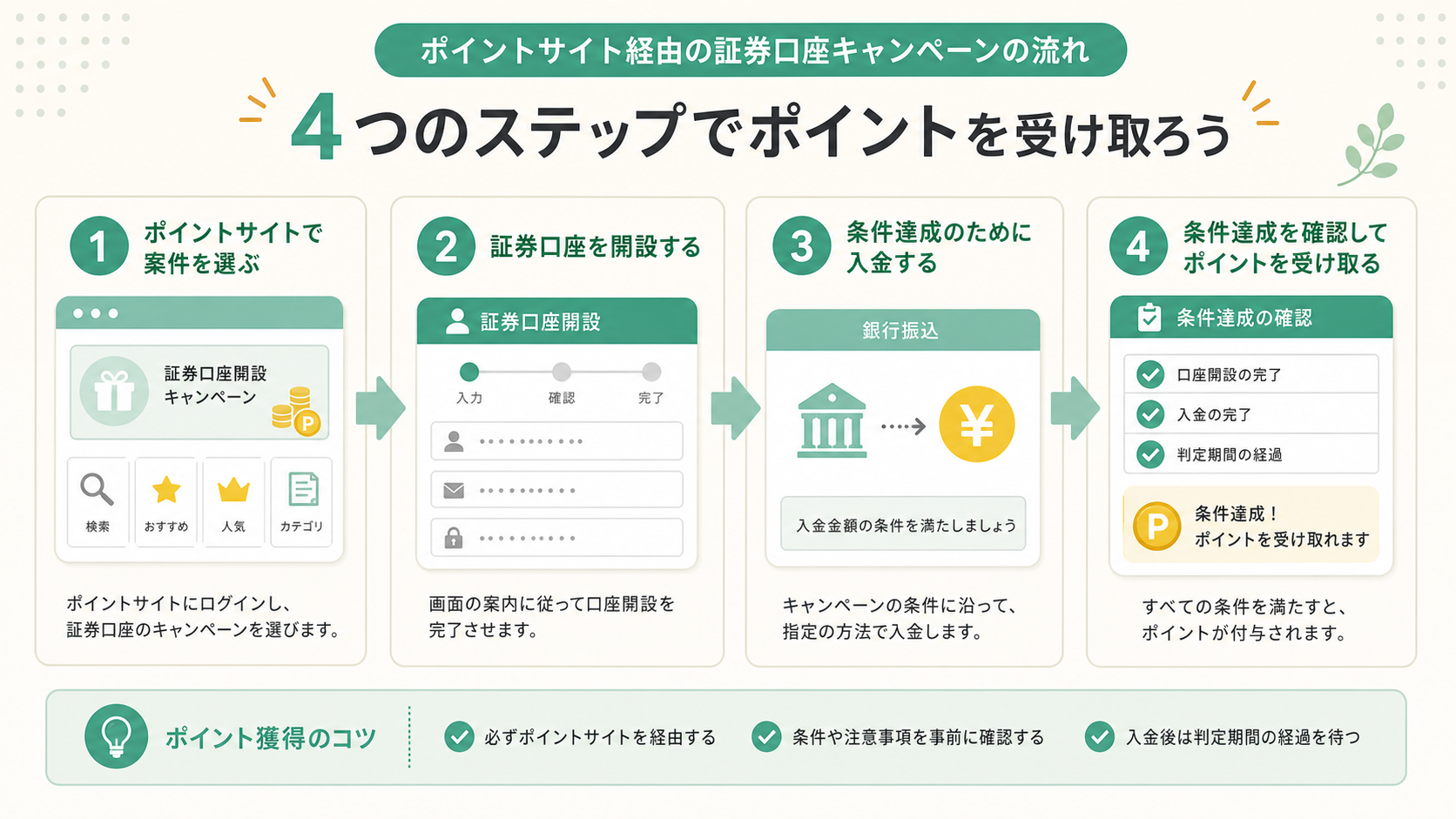 楽天証券をモッピー経由で始める手順｜5万円入金の条件を先に確認